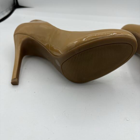 Jessica Simpson‎ Heels Womens Size 7.5 B Leather Calie Pump 4” Nude Tan - Picture 9 of 11